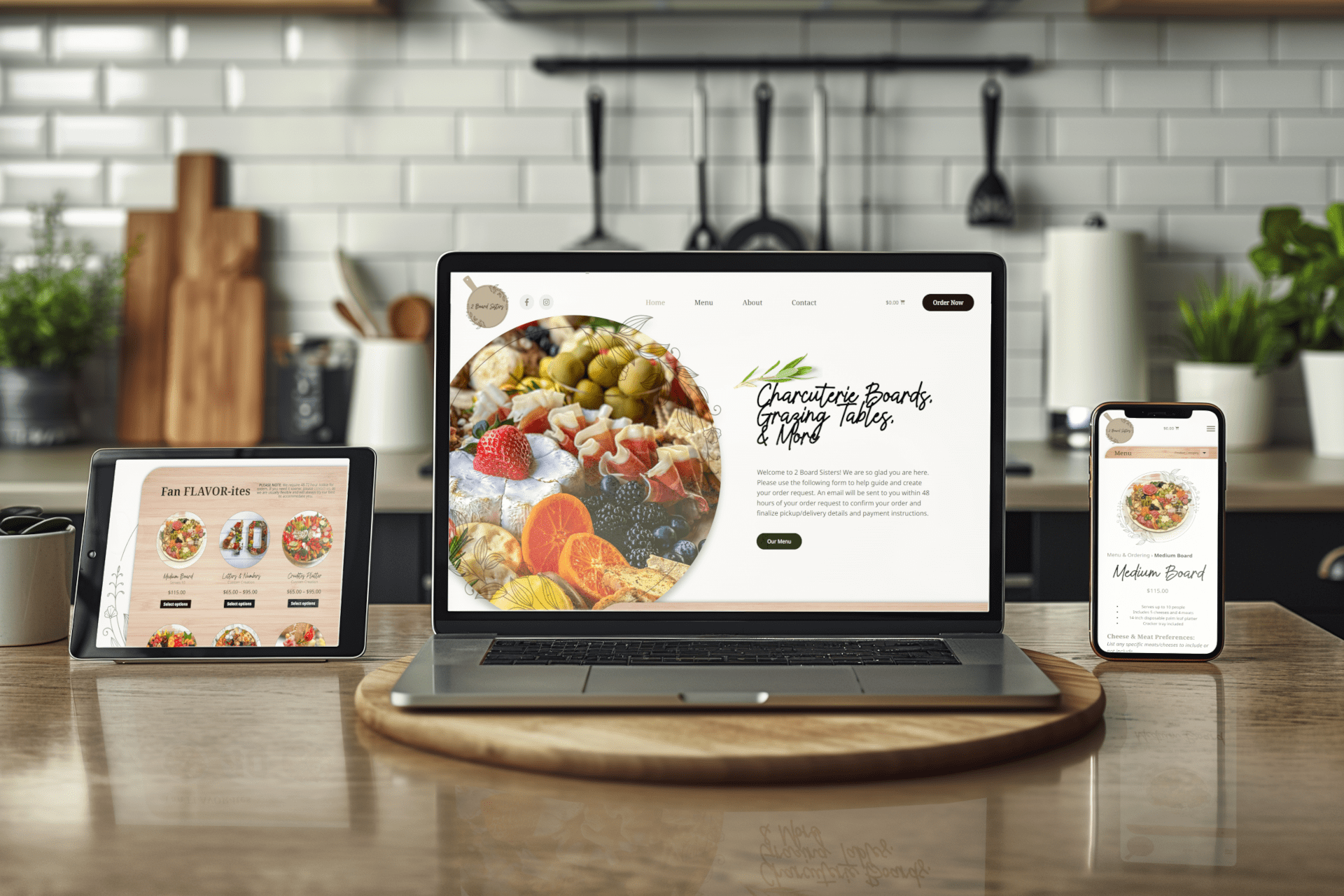 mockup of local ohio charcuterie company website by CKreative Web Design