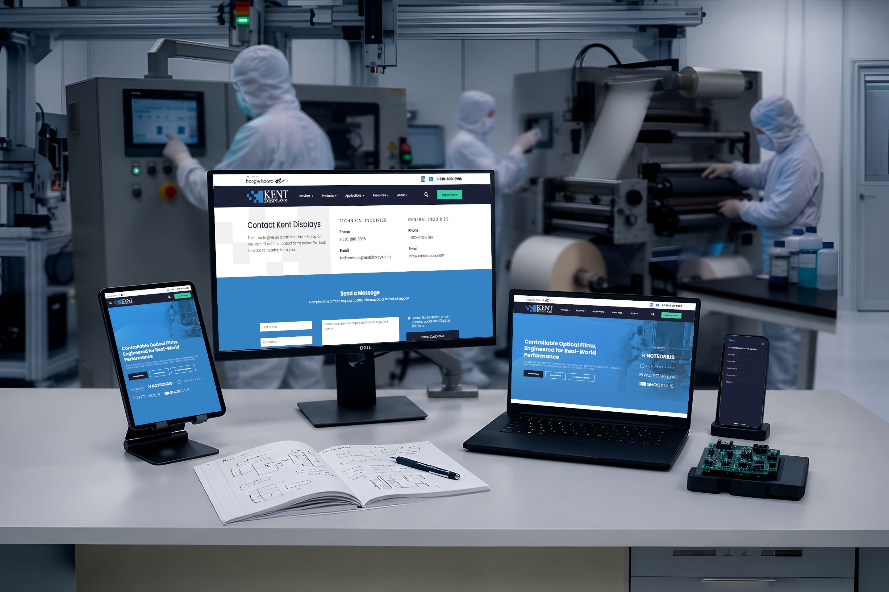 KentDisplays.com by CKreative Digital on multiple devices in a factory